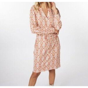 Esqualo Dress Size XS Geometric Belted Long Sleeve Pink Career Office Wear NEW